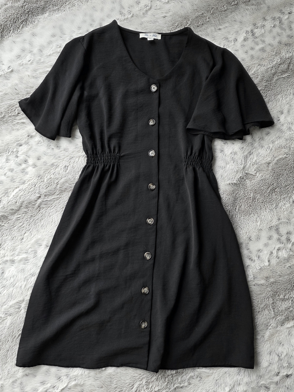 She + Sky Black Button-Front Mini Dress